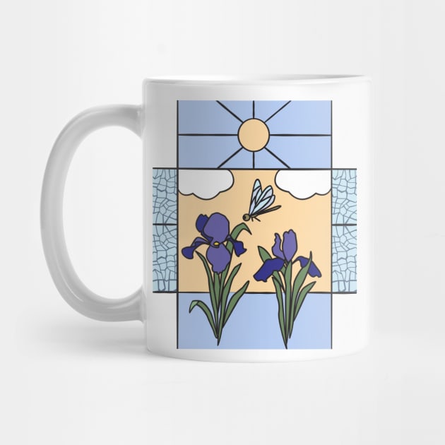 Iris flowers in stained glass by CTstudio